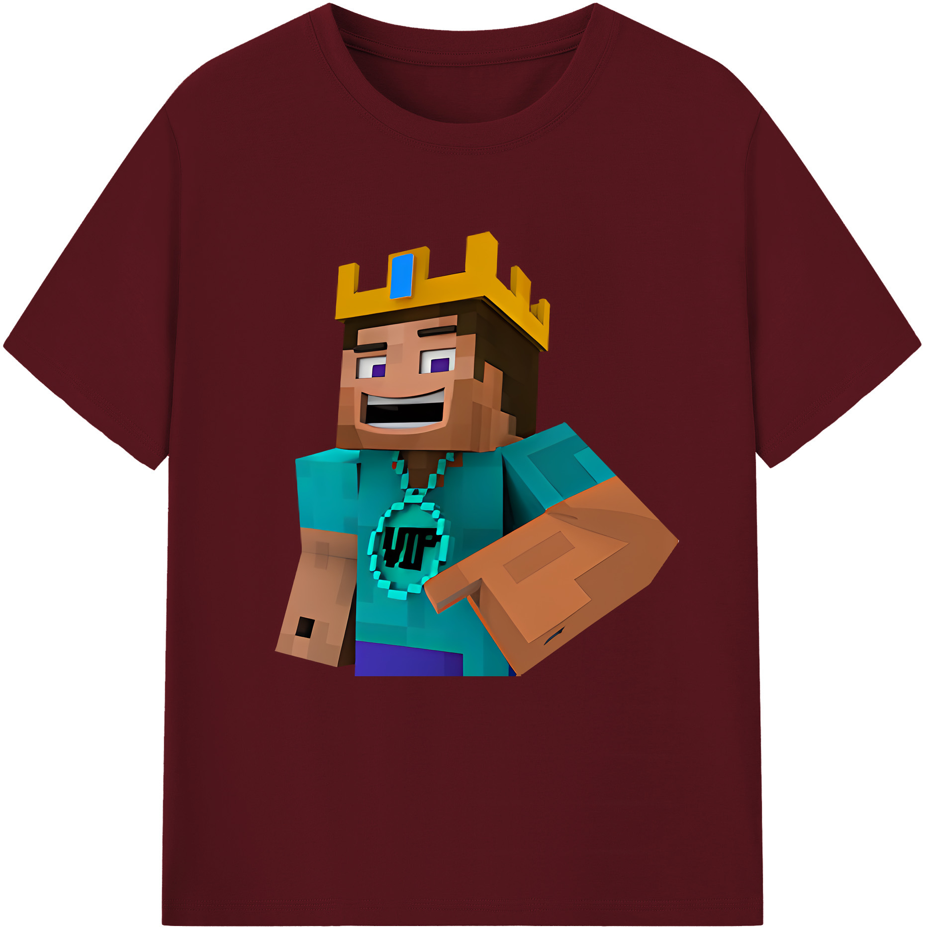 （画像用） マインクラフト ブロックの世界 Minecraft MC Block world 綿100％半袖Tシャツ（フロントプリント）